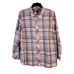 Talbots Plus Petities 2Xp Ladies Pink Button Up Lightweight Shirt